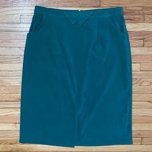 Vintage Teal Pencil Skirt with Pockets